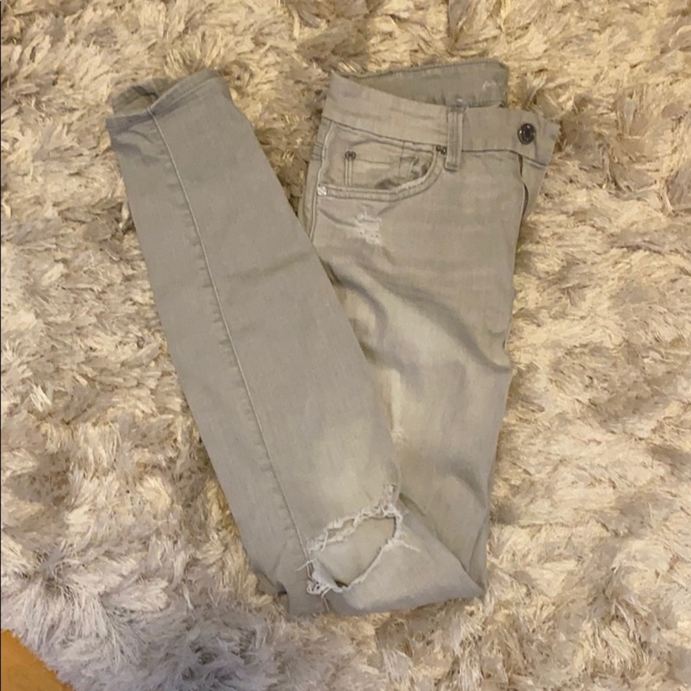 7 for all man kind - high rise light grey jeans